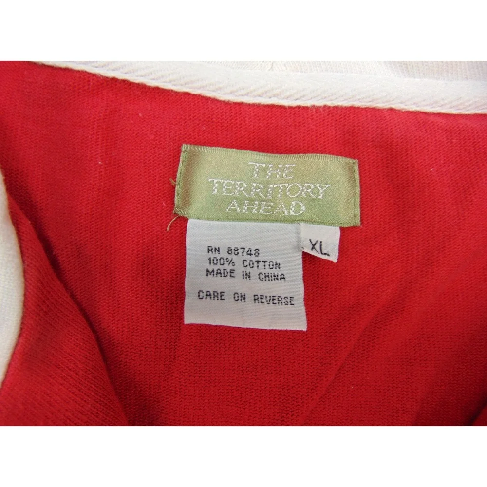 The Territory Ahead Pullover Mens XL Quarter Zip Red White Colorblock‎ Gorpcore